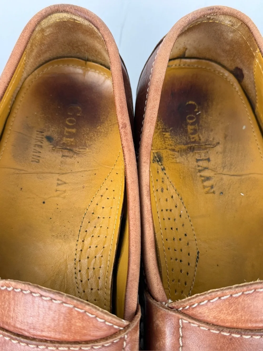 Cole Haan brown leather penny loafers traditional moccasin stitching Sz 9M